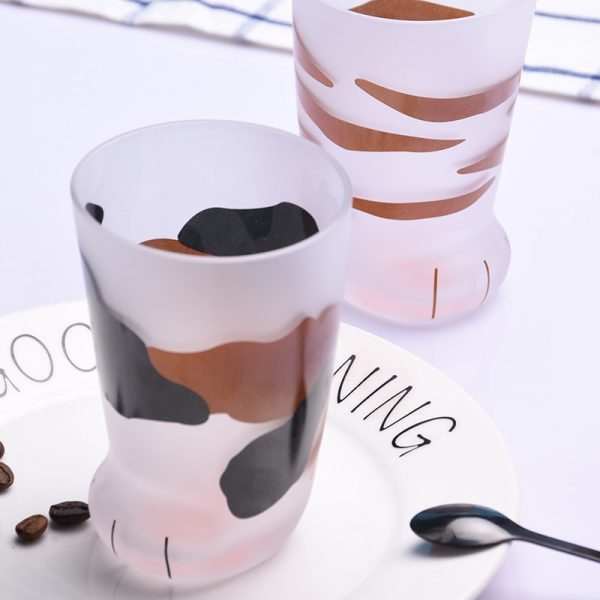 350ml Mug Heat resistant Glass Cat Cup Tiger Paws Office Matte Cat Paws Creative Milk Coffee 4 - Cat Paw Cup