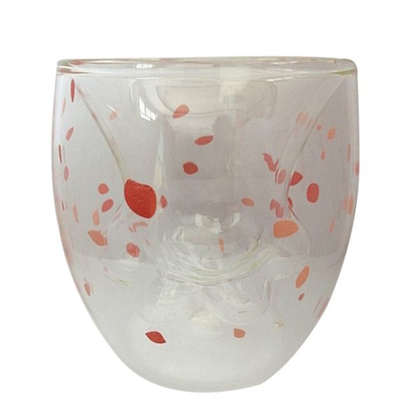 Cherry Powder Household Transparent Insulation Glass Water Cup Cat Claw Cup Creative Glass Double Layer Coffee 2.jpg 640x640 2 - Cat Paw Cup
