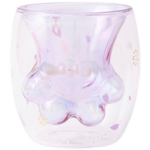 Cherry Powder Household Transparent Insulation Glass Water Cup Cat Claw Cup Creative Glass Double Layer Coffee 3.jpg 640x640 3 - Cat Paw Cup