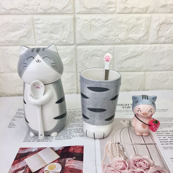 Couples CAT S Paw Cup Cute Super Adorable Mug Ceramic Cup With Lid With Spoon Creative 1 - Cat Paw Cup