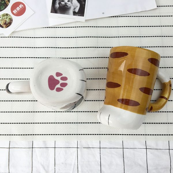 Couples CAT S Paw Cup Cute Super Adorable Mug Ceramic Cup With Lid With Spoon Creative 5 - Cat Paw Cup