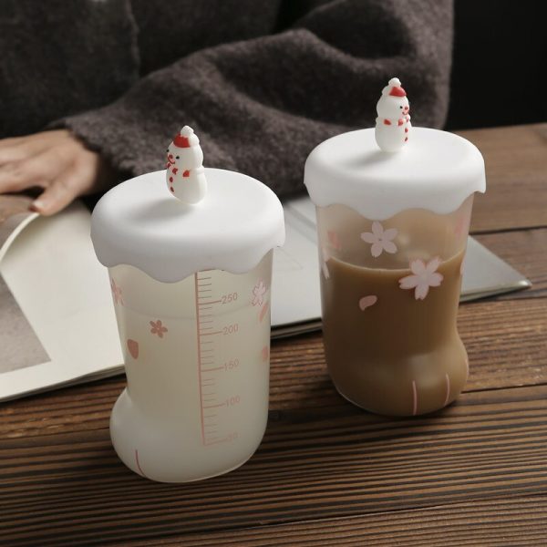 Creative Cartoon with Scale Juice Cat s Paw Water Cup Milk Glass Cat Leg Glass Household 1 - Cat Paw Cup