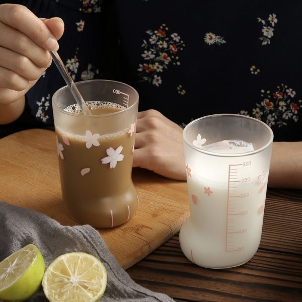 Creative Cartoon with Scale Juice Cat s Paw Water Cup Milk Glass Cat Leg Glass Household 2 - Cat Paw Cup