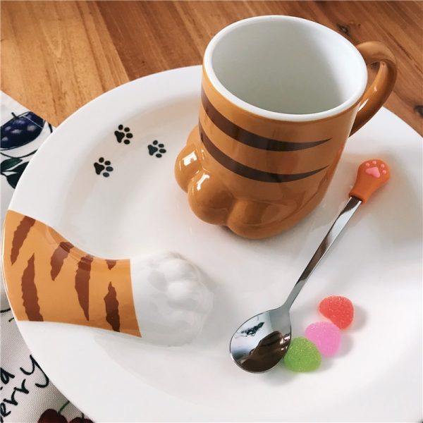 Cute Cat Paw Mug Coffee Mug Cartoon 3D Cat Claw Ceramic Drinkware with Lid Milk Breakfast 2 - Cat Paw Cup
