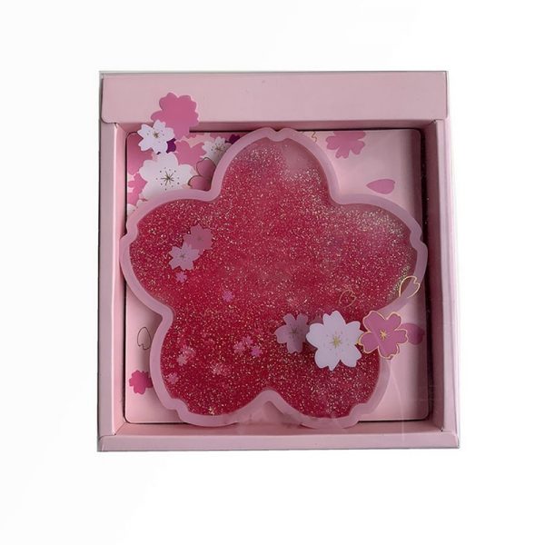 Glittering Drink Cherry Blossom Delicate Coaster Table Coaster Heat Pad With Glittering Fast Sand Flowing Drink 5 - Cat Paw Cup