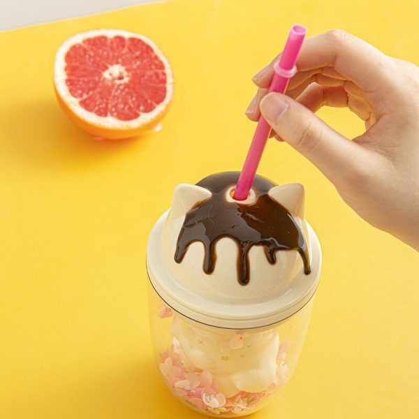 Water bottle cute personality cat paw plastic cup cute cartoon ins photo posing creative straw cup 3 - Cat Paw Cup